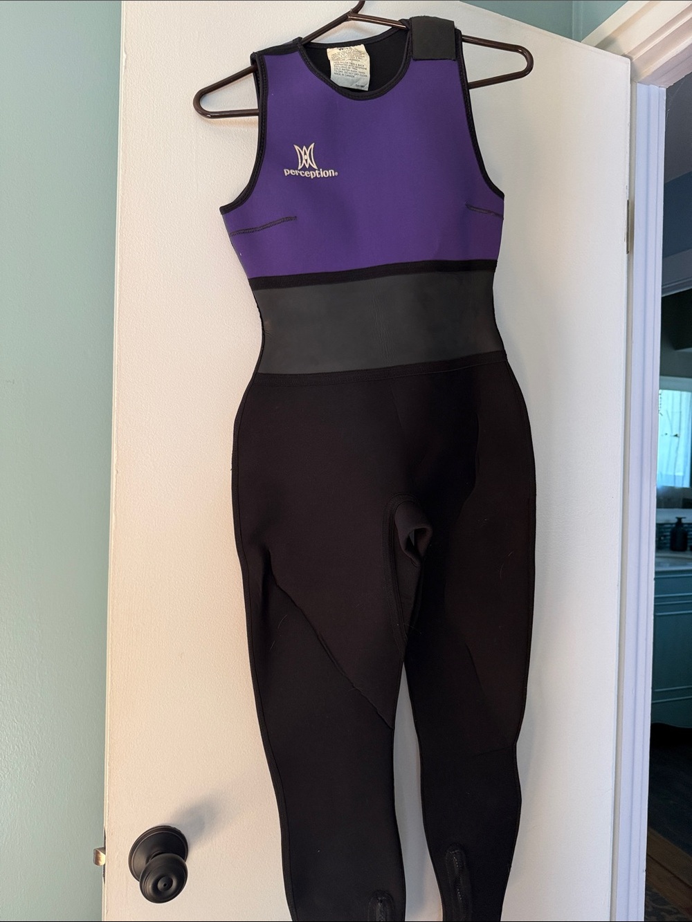 Perception Women’s Farmer John Wetsuit Purple and Black Neoprene One-piece 3mm